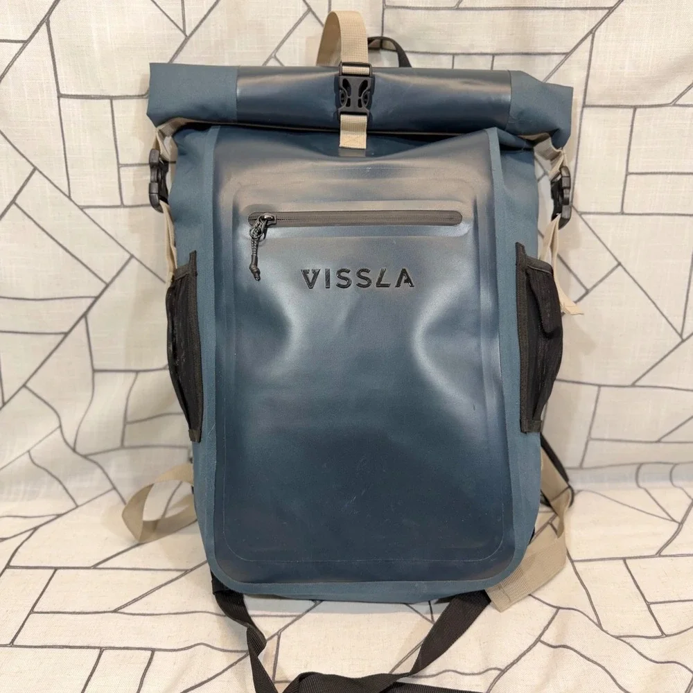 Vissla Dry Bag Backpack OS Blue Roll Top Waterproof Surf Gear MABG1NSB